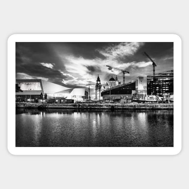 Liverpool skyline at night Sticker by stuartchard